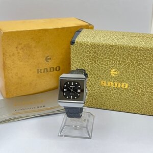 ▽▼ラドー RADO ダイヤスター DIASTAR 腕時計 クォーツ 黒文字盤 レディース メンズ 共箱 711.00673.N ベルト社外品 ※不動品/動作未確認