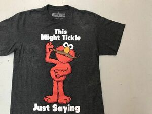 【古着レア美品セサミストリートエルモプリントTシャツ灰色L】SESAMESTREET ELMOテレビ番組クッキーモンスターオスカービッグバード