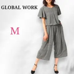 【GLOBAL WORK】カットオールインワン　グレー　フレア袖