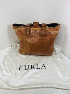 FURLA レザートートバッグ クロコ型 　250118(YM)