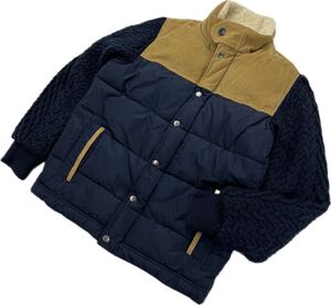 GAP ☆ キッズ 160 袖ニット 肩コーデュロイ 切替え◎ 中綿 ジャケット ブルゾン ネイビー ブラウン 秋冬 休日 オシャレ ギャップ■F235