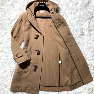 ポールスミス【繊維の宝石カシミヤ!!!】Paul Smith ヘリンボーン ダッフルコート ロング丈 カシミアウール フード キャメル 茶 Mサイズ