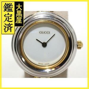 GUCCI グッチ チェンジベゼル 11/12.2 時計 ホワイト文字盤 ゴールドメッキ クオーツ レディース M【200】