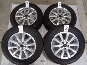 ◎プリウスから外しました！BRIDGESTONE TOPRUNアルミホイール！国産スタッドレスタイヤ4本セット！195/65R15！PCD100！残り溝7ｍｍ！