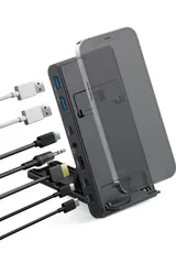 サンワダイレクト USB-C ドッキングステーション スタンド付き 5in1 USB PD/HDMI 4K / USB-A×2 / 3.5mm タブレット/スマートフォン/Switch対応 400-HUBC14BK 