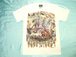 横浜最新 夜光インディアンホース馬♪魅惑のＴシャツ白 L, 送料220円A17hei