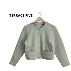 1円スタート〜(b9)TERRACE FIVE テラスファイブ　アウター　カーディガン　グリーン　長袖　レディース