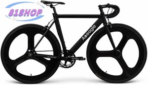 「81SHOP」自転車 ブラック ロードバイク 通勤 通学 アルミニウム合金シ 700C 風を壊す ロード バイク3つのナイフホイール