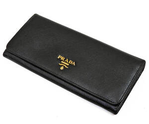 【美品】PRADA プラダ サフィアーノ長財布 ブラック ★札入れ・ジップ小銭入れ・カード10枚 ★正規品 ★全国送料無料♪