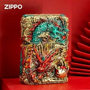 定価11.8万 竜騰 Zippo 真鍮製 龍 ライター ジッポー 立体感 重量感 オイルライター 新品 煙グッズ