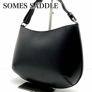 【未使用】SOMES　SADDLE　ソメスサドル　ラウンドバッグ　ハンドバッグ　肩掛け　本革　レザー　ブラック　フォーマルバッグ