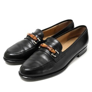 GQ2147*イタリア製《GUCCI グッチ》バンブー ホースビット レザーローファー パンプス シューズ 靴 37.5C(24.5cm相当) 靴 ブラック