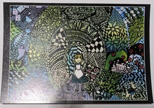 切り絵ポストカード　オリジナル　不思議の国のアリス