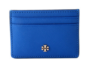 E23971 新品未使用 TORY BURCH トリーバーチ ロゴ カードケース ブルー 青 カード入れ 名刺入れ パスケース 定期入れ