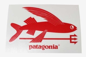 訳あり 希少 パタゴニア 転写 ステッカー トライデントフィッシュ 赤 大 PATAGONIA TRIDENT FISH アメリカ 限定 フライング 飛魚 カスタム