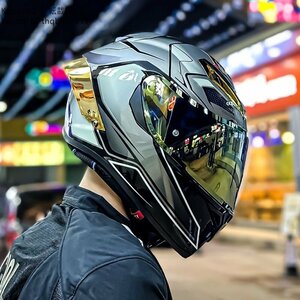 最新作ダブルレンズバイクヘルメット バイク用品 サイクルヘルメット オートバイクヘルメット フルフェイスヘルメット