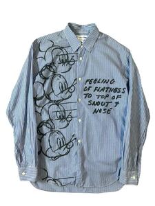 (D) COMME des GARCONS SHIRT コムデギャルソンシャツ DISNEY ディズニー フランス製 ミッキー プリント ストライプ 長袖 シャツ (ma)