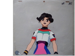 なつかしの戦う美少女アニメ　「バトルアスリーテス大運動会」　ガガ―ン！！とおどろく、レオタード姿の柳田一乃のセル画です
