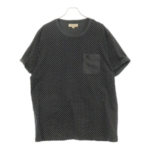 BURBERRY バーバリー ペイズリー総柄 1ポケット コットン 半袖Tシャツ カットソー ブラック 4023541