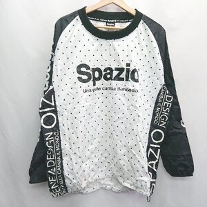 ◇ Spazio ドット柄 ロゴプリント 長袖 ピステ サイズL ホワイト ブラック メンズ E