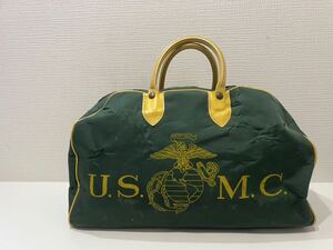 ★50s★60s★U.S.M.C.★米軍★ベトナム戦争★アメリカ海兵隊★ボストンバッグ★トラベルバッグ★グリーン★緑×黄色★ヴィンテージ★