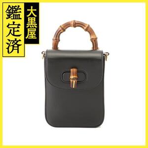 GUCCI　グッチ　バンブーミニハンドバッグ　ブラック　レザー【472】HSA