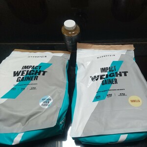 MY PROTEIN IMPACT　インパクト　WEIGHT GAINER 　北海道ミルク　&　バニラ　2.5kg　2個セット　&　CLAサプリ　プロテイン　未開封　セット