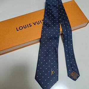 美品 ルイヴィトン Louis Vuitton ネクタイ シルク100% ブルー ドット 246-60