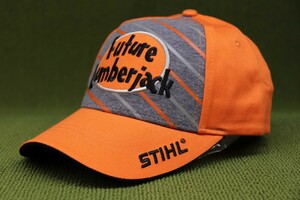 限定1新品US物 STIHL スティール スチール チェーンソー キャップ 帽子 オレンジxグレイ 横ストライプ LOGOブラック 管理0810nska