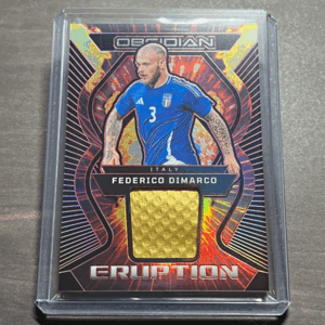 Federico Dimarco - Italy Memorabilia /25 Eruption Electric Etch Red 2023-24 Panini Obsidian Soccer