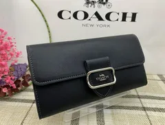 COACH 財布 コーチ 長財布 レディース ウォレット カーフレザー モーガン ロゴ フラップ スリム 三つ折り レザー ブラック黒 シンプル プレゼント 新品 未使用 ファッション CP243 A347