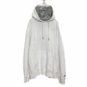 Champion ロゴ スウェット パーカー L ホワイト チャンピオン フーディー 裏起毛 ポケット 古着卸 アメリカ仕入 a507-5443