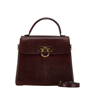 サルヴァトーレフェラガモ ガンチーニ ハンドバッグ ショルダーバッグ 2WAY E210536 ボルドー Salvatore Ferragamo 【中古】