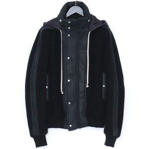 RICK OWENS ウールフーデッドジャケット サイズ48 ブラック RU19F4767-WFMLBA リックオウエンス Wool Dustulator Hooded Jacket