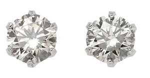 新品 プラチナ PT900 1.0ct 天然 ダイヤモンド ピアス 2個セット 両耳用 レディース 日本製 鑑別付　2020-1