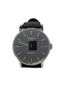 TISSOT◆自動巻腕時計/アナログ/レザー/BLK/BLK/T109407