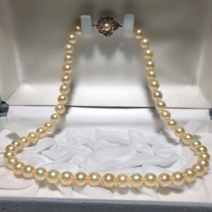 【ジュエリーマキ】アコヤ真珠 7.5-8.0mm 42cm ホワイト ネックレス 本真珠 アクセサリー SILVER pearl あこや パール