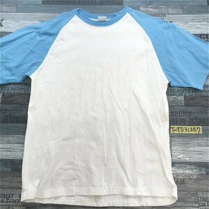 LAKEROAD メンズ ラグラン 半袖Tシャツ M 白水色