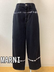 マルニ (MARNI) 黒コットンパンツ 白ライン サイズ42