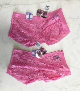 新品タグ付き　M-Lサイズ　PINK　2枚SET　ストレッチ極伸び　LADYS　フロントレースデザインショーツ