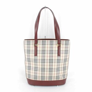 美品『USED』 BURBERRY バーバリー トートバッグ レッド キャンバス