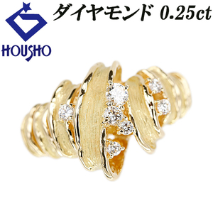 年末大感謝祭【最大40%OFF】ダイヤモンド リング 0.25ct K18YG 梨地 マット ツヤ消し 送料無料 美品 中古 SH122580