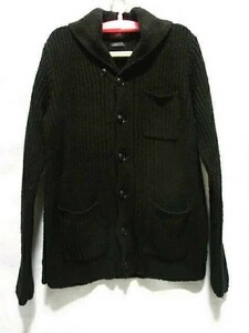 RRL ショールカラー カーディガン ジャケット セーター ニット ジャケット カウチン 襟 黒系 深緑 doubleRL S リネン混