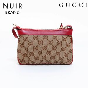 グッチ GUCCI ショルダーバッグ GGキャンバス レッド ミニ ベージュ