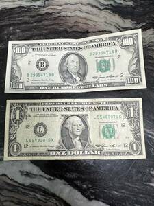 100ドル　1枚　1ドル　旧旧紙幣　アメリカ 紙幣 旧紙幣 米国 ドル紙幣 古銭祭 ドル　円安ドル高　激レア　レア