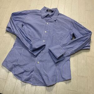 4077☆ RALPH RALPH LAUREN ラルフ ラルフローレン トップス 長袖シャツ ダフルカフス レディース 11 ブルーストライプ