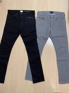 お得 2本 セット 美品 DESCENDANT ディセンダント : 『DIN-4』SKINNY NARROW JEANS デニム パンツ ￥23,100 黒 グレー FRAGMENT 24年 AW SS