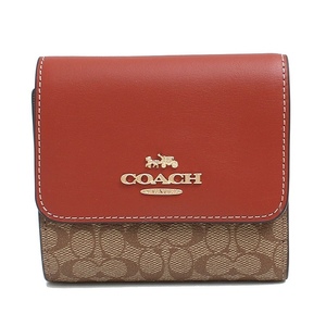 【新品未使用正規品】コーチ COACH 三つ折り財布 CF369-IMS4L レディース シグネチャー SIGNATURE カーキ/テラコッタ