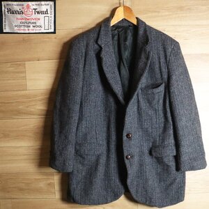 M13J/Y5.27-1　90s　HARRIS TWEED　ハリスツイード　carl michaels　ウール　テーラードジャケット　ブレザー　スーツ　アメリカ古着