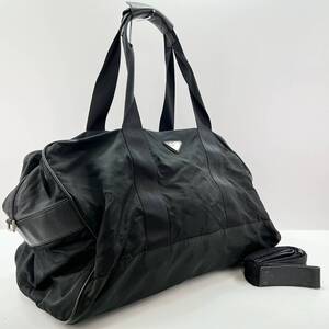 1円 プラダ Prada ボストンバッグ ナイロン ブラック 大容量 YH491